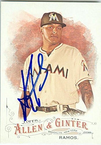 Sports Memorabilia Autograph Warehouse 248272 A.J. Ramos Autographed Baseball Card - Miami Marlins 2016 Topps Allen Ginters - No. 51