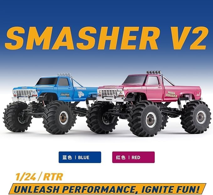 EAZYRC X FMS Fcx24 1/24 RC Crawler RTR RC Monster Truck 4x4 8+ kph 2-speeds Transmission Off-Road with USB Charger and 2.4Ghz Remote Control for Adult (red)