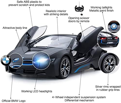 RASTAR Remote Control Car 1:14 BMW i8 Radio Remote Control Racing RC Toy Car Model Vehicle Open Doors by RC MattBlack