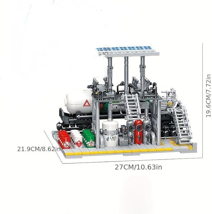 General Jim's Chemical Plant Natural Gas Set Streetview City Modular Building Block Brick MOC Model or Playset with Accessories for Teens or Adults