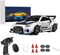 1/43 Scale Alloy RC Drift Car with Adjustable Gyroscope 2.4G 4WD 2 Driving Modes RC Racing Car with LED Lights Desk Racer Model for Hobbyist