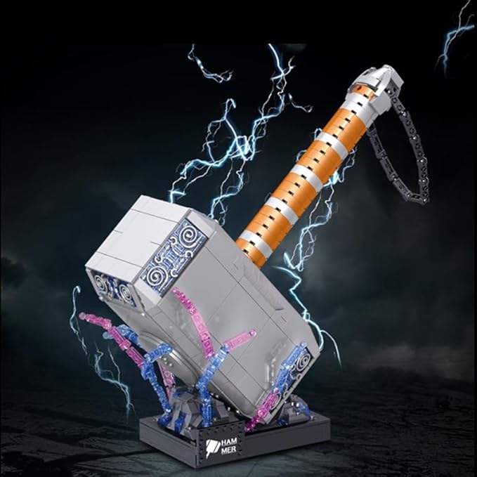 975PCS Thor Battle Hammer Building Blocks ToysCreative Super Hero Building Set Best Gift for 6+ Boys Girls or Adults