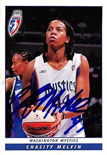 Sports Memorabilia Autograph Warehouse 291368 2005 Chasity Melvin Autographed No.4 Basketball Card - Washington Mystics