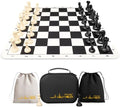 Tournament 20-inch Silicone Chess Board with 3.5 King Quadruple Weighted Pieces 2 Extra Queens &amp Dust Brush for Easy Care. Professional Portable Chess Set in Storage Bag