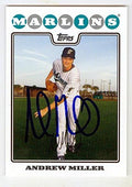 Sports Memorabilia Autograph Warehouse 245583 Andrew Miller Autographed Baseball Card - Florida Marlins 2008 Topps - No. 414