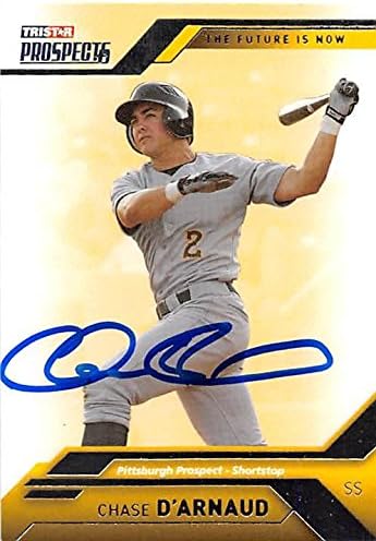 Sports Memorabilia Autograph Warehouse 247123 Chase dArnaud Autographed Baseball Card - Pittsburgh Pirates 2009 Tri Star - No. 76 Prospects