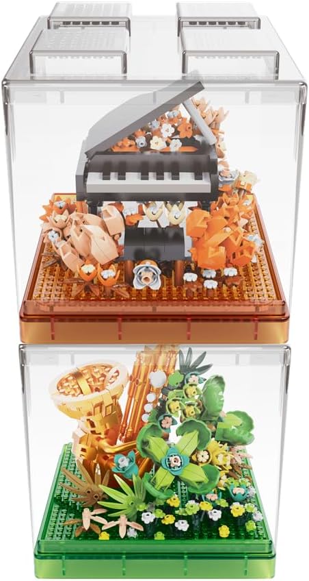 Musical Instruments Micro Blocks Building SetsClassical Famous Building Block Set1500 PCS for Adults and KidsPiano and Saxophone with Clear Plastic Cover