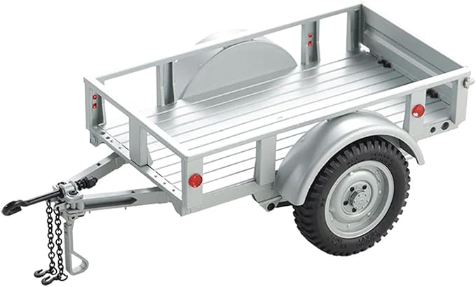 FMS FCX18 RC Cars Accessory for 1:18/1:12 RC Crawler Trucks - Utility Trailer Type C Silver