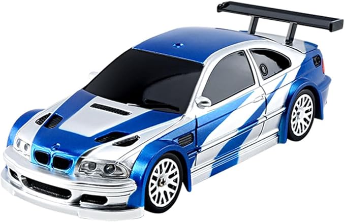 HERR RC Electric Mini Racing Drift Car Model 1:43 Scale 2.4G Full Scale Linkage Light Set Max Speed 15km/h Indoor Mini RC Toys Hobbyist Gift Black White (RTR Version/Blue &amp White)