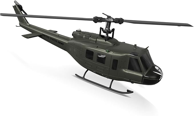 Carmanon UH-1 RC Helicopter - Huey Collectable Remote Control Helicopter with Auto-Hover for Adults Beginners 1/27 Scale 2 Batteries