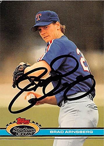 Sports Memorabilia Autograph Warehouse 246306 Brad Arnsberg Autographed Baseball Card - Texas Rangers 1991 Topps Stadium Club - No. 540