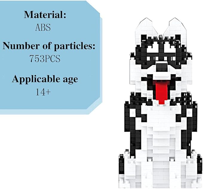 Mini Dog Building Blocks Pet Building Toy Bricks Micro Mini Blocks 3D Puzzle Building Blocks Set Toys Gifts for Kids or Adult (Husky 753PCS)