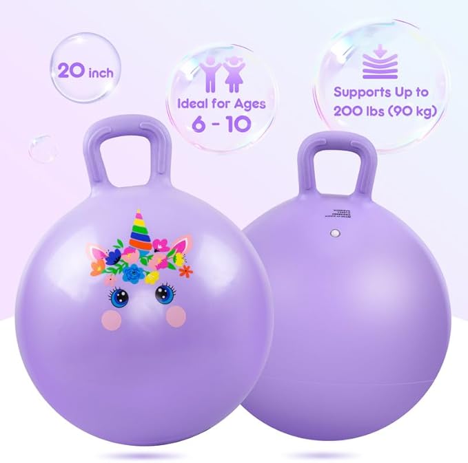 PlayZap Hopper Balls for Kids 6-12 20 Inches Bouncy Ball with Handle 20 Inflatable Bouncing Hopper 50cm Jumping Toys Garden Hopping Toys Girls Boys Gifts