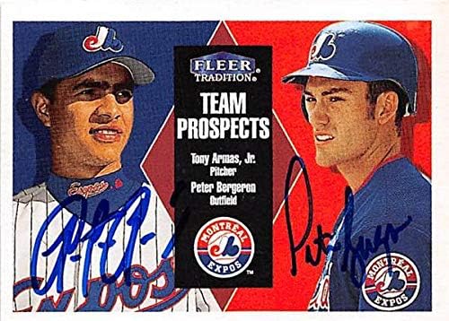 Sports Memorabilia Autograph Warehouse 244886 Tony Armas Jr. &amp Peter Bergeron Autographed Baseball Card - Montreal Expos FT 2000 Fleer Tradition Team Prospects - No. 332 Rookie