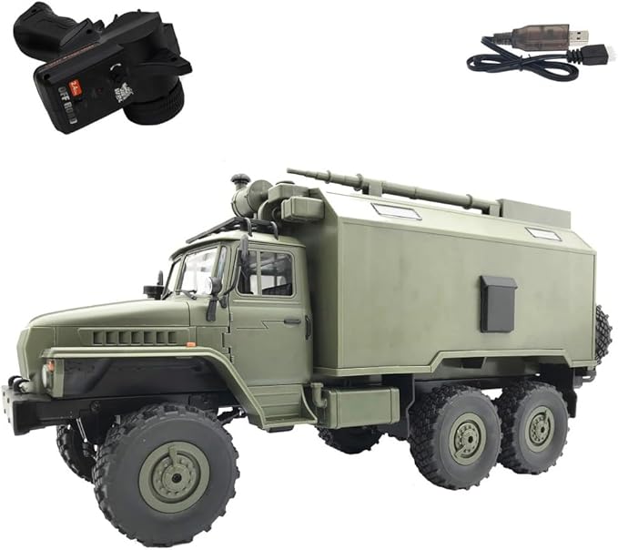 1/16 Scale RC Truck B-36 4-Channel Full-Proportional Military Remote Control Truck Car Model with Two Batteries and LED Headlights RC Gift for Army Vehilcles Lovers (Green)