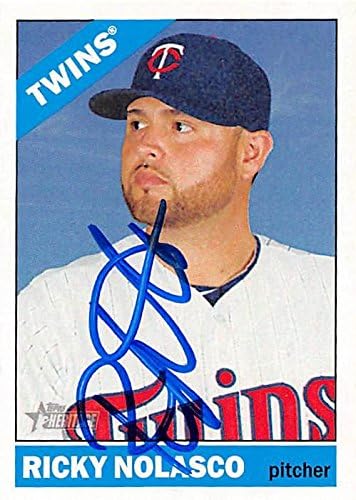Sports Memorabilia Autograph Warehouse 247337 Ricky Nolasco Autographed Baseball Card - Minnesota Twins 2015 Topps Heritage - No. 378