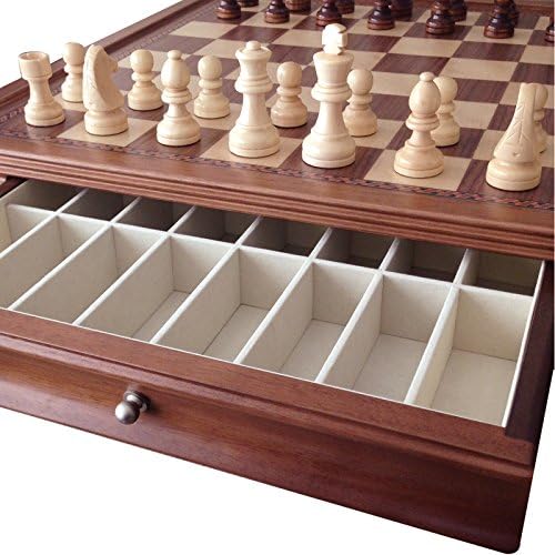4 Less CO 19 Large Deluxe Chess Board Game Set Box Inlaid Walnut Wood Pieces 1208M