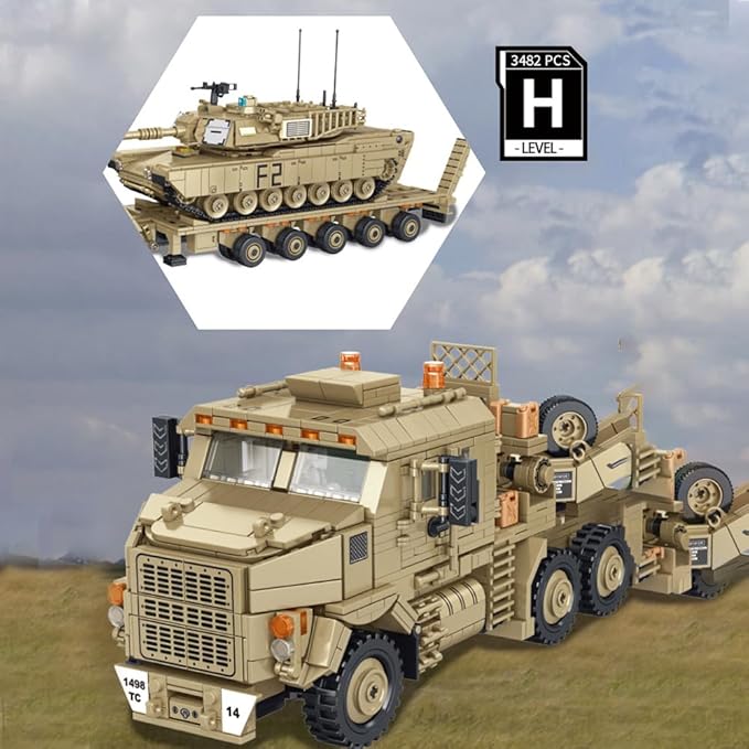 Military M1070 Armored Vehicles Building Kit WW2 Military Tank Building Block Set WW2 Armored TankGreat Gifts Adult Sets for Men3483 Pieces