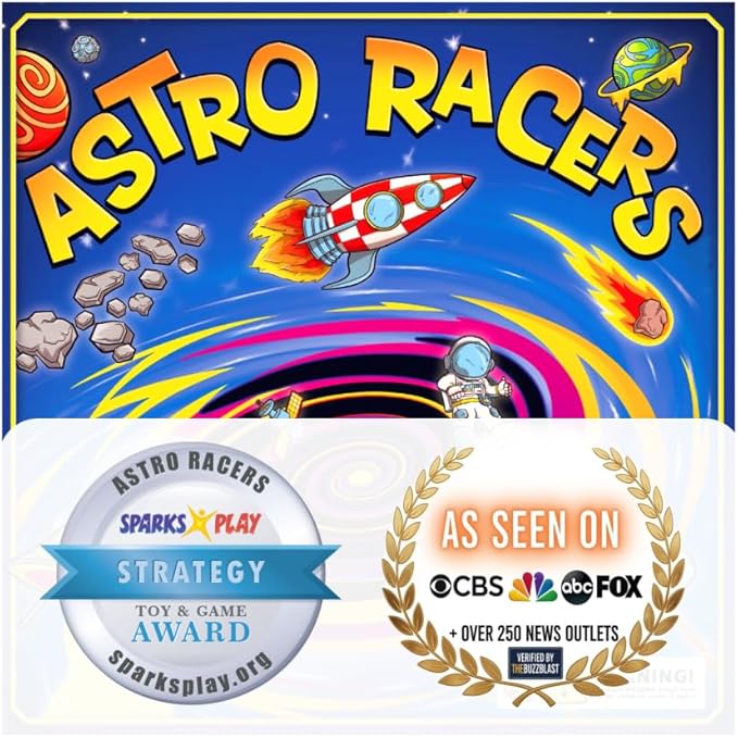 Astro Racers Board Game Fun for Kids and Adults 2-4 Players Ages 5+ Solar System Racing Theme Family-Friendly Strategy Game. Educational &amp Skill-Building.