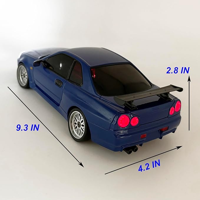 RC Drift Car with Gyro 1/18 Scale LDRC Drift Car Remote Control RWD Hobby Drifting Vehicle 2.4 GHz Proportional Throttle Steering ESP Gyroscope Metal Drive Shaft Alloy Shell Adult LD1899