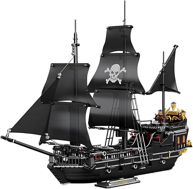 Black Pearl Pirate Ship Mini Building Blocks Set（1424PCS） Building Set Model Toys Gifts for Kid and AdultInteresting Gifts for MOC Pirate Ship Enthusiasts