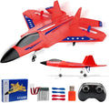 Fremego F-22 Raptor RC Plane 2.4GHz RC Airplane Fighter Toy Ready to Fly Remote Control Airplane Easy to Fly RC Glider Sports for Kids &amp Beginners (Red)