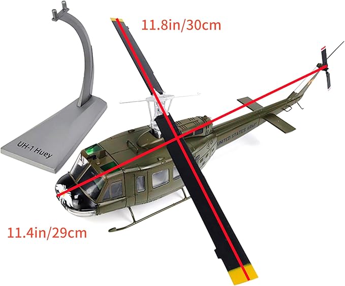 Alloy US Army UH-1 Iroquois Huey Helicopter Model 1:48 Model Simulation Science Exhibition