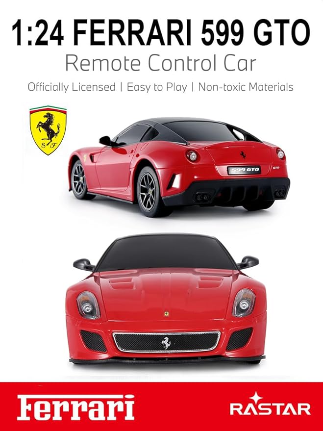 RASTAR 46400 1/24 Ferrari 599 GTO RC Car - Ideal Gifts for Play &amp Display - Officially Licensed Toy Car Model with Remote Controller for Kids Teens &amp Adults - Red