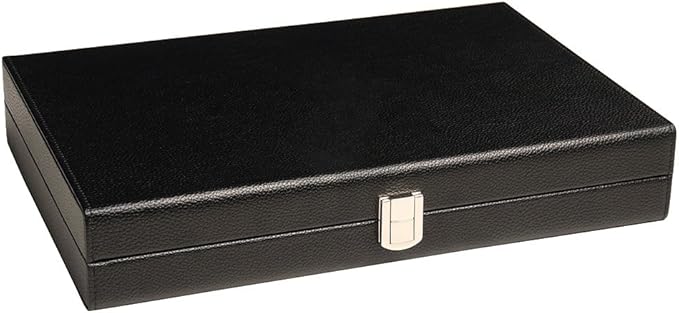 13-inch Premium Backgammon Set - Travel Size - Black Board White and Astral Blue Points