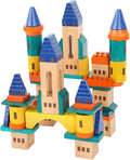 Xylolin Wooden Castle Building Blocks Set Big Solid Beech Wood Toddlers Stacking Block Toy Kids Construction Playset for Boys Girls 69 Pieces Set
