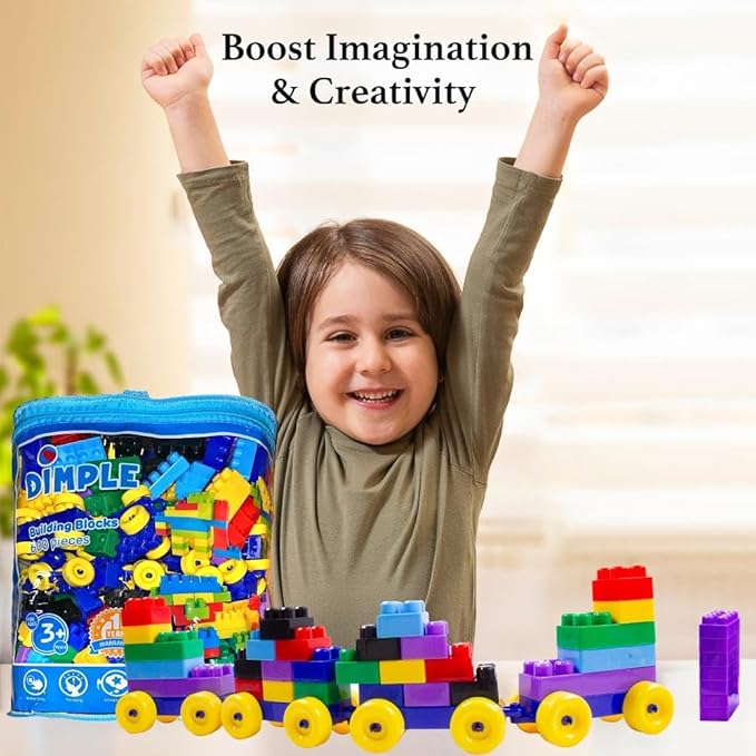 Dimple Large Building Blocks for Toddlers/Kids (600 Piece) Stackable Multi-Colored Interlocking Toys Safe Non-Toxic Plastic Bright Colors Waterproof Boys Girls Age 3 for Kids