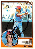 Sports Memorabilia Autograph Warehouse 245227 Jim Eisenreich Autographed Baseball Card - Minnesota Twins 1983 Topps - No. 197