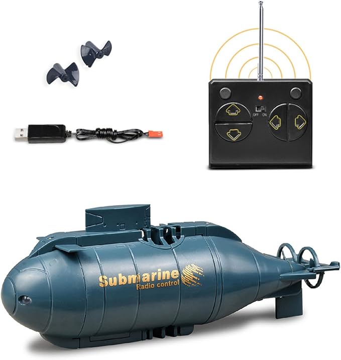 Mini Remote Control Nuclear Submarine - High Speed Waterproof RC Boat for Submersible in Pools Lakes and Ponds - Ideal Gift for Kids and Boys(Blue)