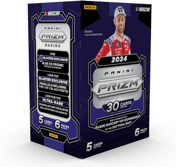 2024 Panini Prizm NASCAR Racing Blaster Box – Official Racing Trading Cards – Includes Blaster-Exclusive Prizms Inserts &amp Rookies – Sealed Panini Retail Box
