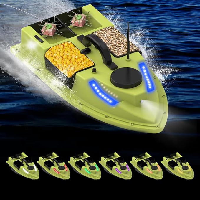 GPS RC Bait Boat for Fishing - 500m Range Auto Return &amp Cruise 4.4lbs Capacity Dual 5200mAh Waterproof for Carp/Catfish