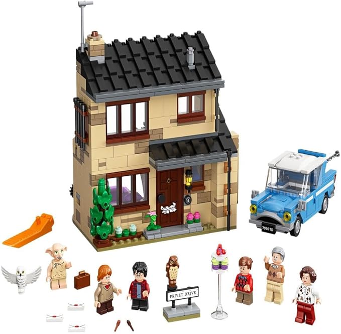 LEGO Harry Potter 4 Privet Drive 75968 House and Ford Anglia Flying Car Toy Wizarding World Gifts for Kids Girls &amp Boys with Harry Potter Ron Weasley Dursley Family and Dobby Minifigures