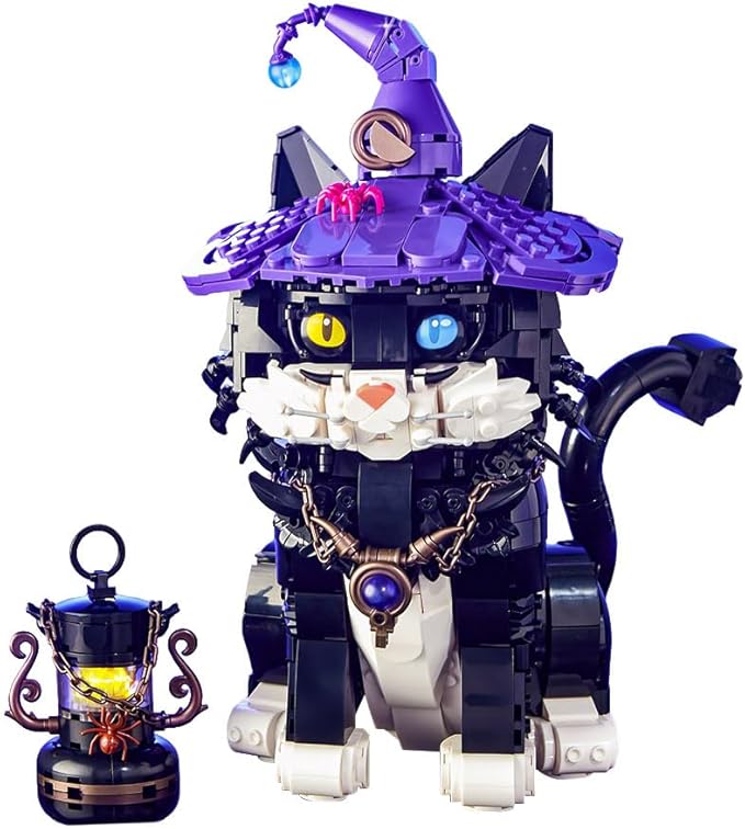 SEMKY Arcane Scholar Cat Building Block Set (1128 Pieces) -Building Blocks Gifts for Kid and Adult