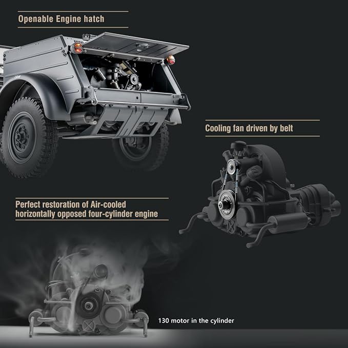 BEEZRC RocHobby 1/12 RC Crawler Kubelwagen Type 82 RC Car for Adults 4WD Off-Road Remote Control Truck Hobby RC Crawler with LED Lights 8Km/h High Performance