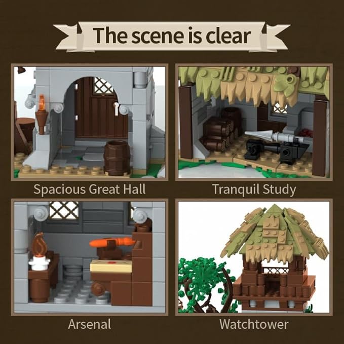 Medieval Greenwood Range Building Bricks SetMiddle Building Set House Building Block Toy Living Room DecorationsCollectible Display Set for Adults1109pcs
