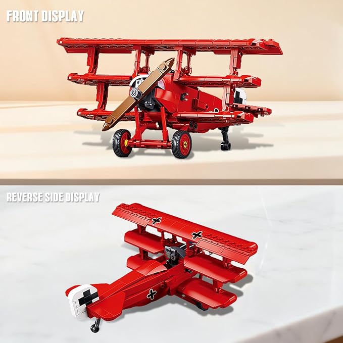 DAHONPA Fokker DR-1S Building Block Plane Set Airplane Model 281 Pieces Toy Military Army Airplane Building Bricks for Adults