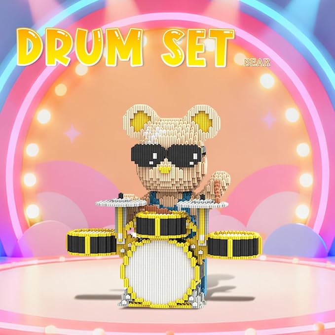 DAHONPA Drum kit Cool Bear Micro Animal Building Blocks Set (5000 Pieces) Gift for Adults