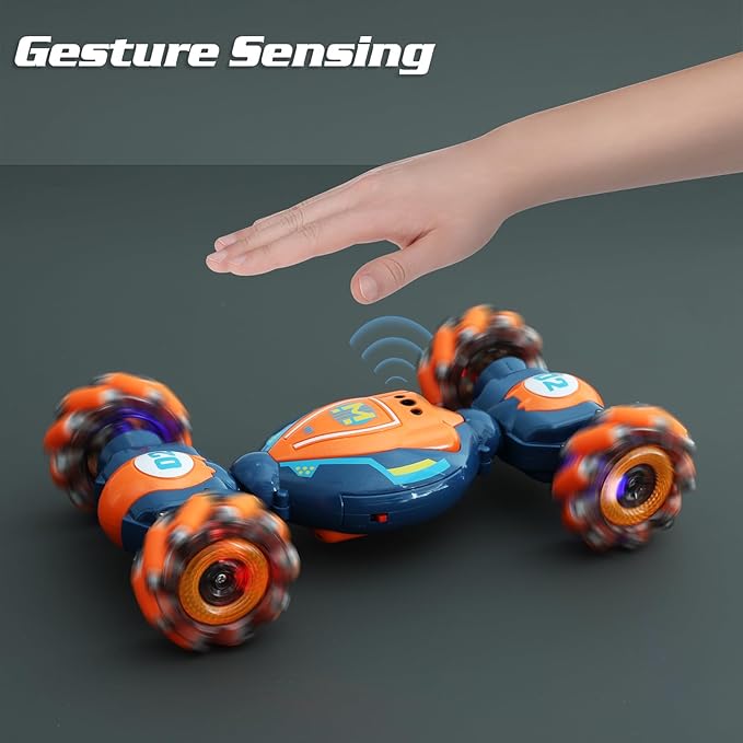 Gesture Sensing RC Stunt Car - Boys Girls Toys Age 6-8-12 4WD Hand Controlled Remote Control Twist Car with Light &amp MusicCool Birthday presents and Ideas Gifts for Kids Age 6 7 8 9 10 11 12 Year