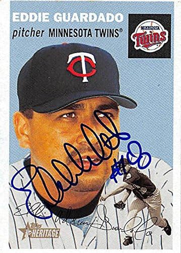Sports Memorabilia Autograph Warehouse 245349 Eddie Guardado Autographed Baseball Card - Minnesota Twins 2003 Topps Heritage - No. 113