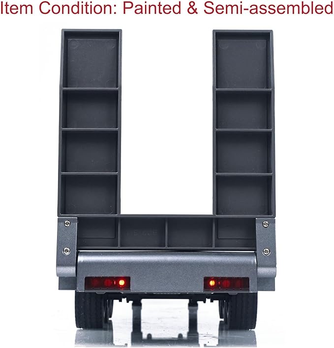73.5Cm Plastic Semi Trailer Flatbed 1502 for 1/18 Remote Control Tractor Truck Huina 1501 Electronic Support Legs Tail Board fit with TH25071 770S Tractor for Ages 14+(Gray)