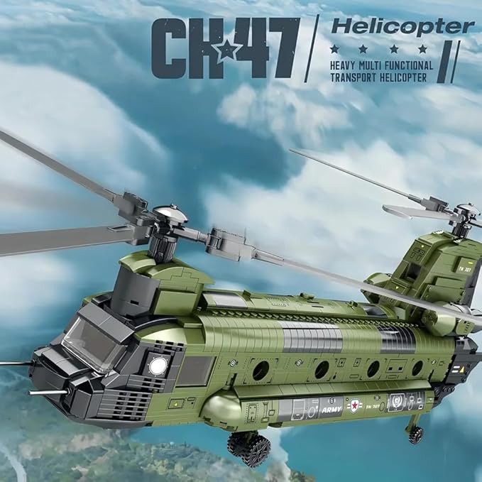 CH-47 Chinook Helicopter Model Toy Building Block Military Transport Airplane Toy Kit for Teenagers and Adults(1451 Pieces)