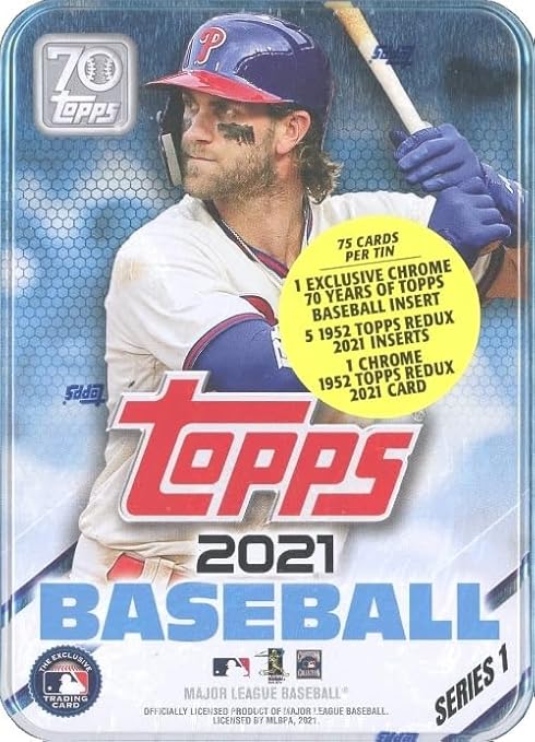 2021 Topps Series 1 Baseball Complete 6 Box TIN SET with 450 Cards! Includes Factory Sealed Collectors Tins of Mike Trout Aaron Judge Ronald Acuna Bryce HarperJavier Baez &amp Cody Bellinger!
