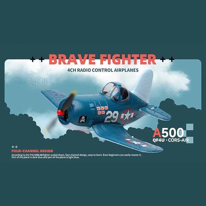 XK A500 RC Plane 2.4G 4CH Brushless RC EPP Fixed-Wing Airplane RTF Ready to Fly Gliding Aircraft Model with 6G/3D Flight Modes Airplane for Adults (RTF/Blue)