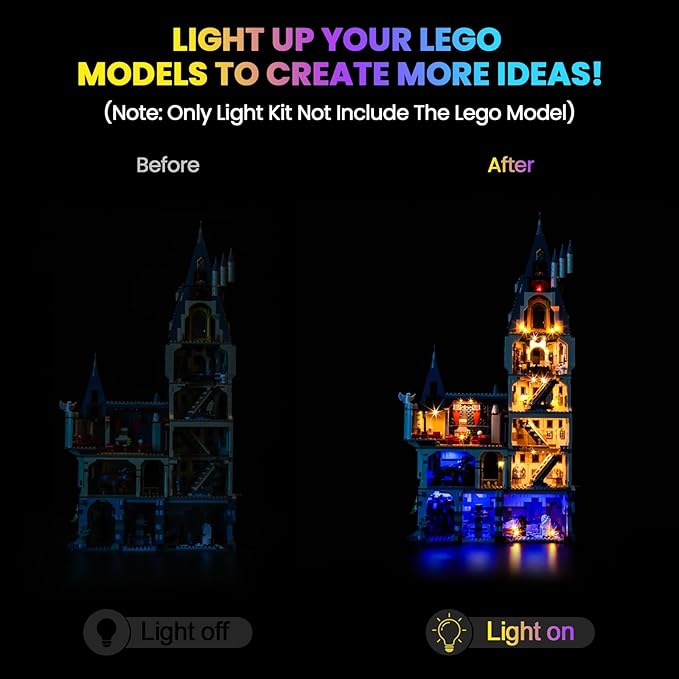 Upgraded Led Light Kit Compatible with Lego Hogwarts Castle The Main Tower Building Set RC Version Compatible with Lego 76454 (Model Not Included)