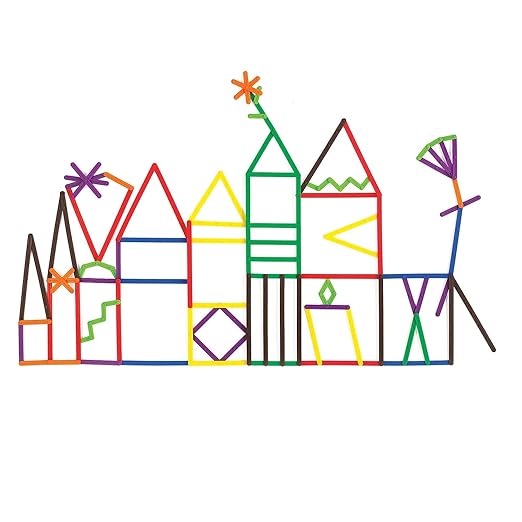 edxeducation Junior GeoStix - In Home Learning Toy for Early Math and Creativity - 200 Multicolored Construction Sticks - 30 Double-Sided Activity Cards - Geometric Manipulative