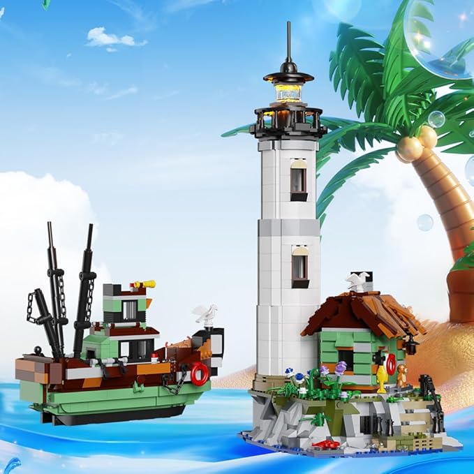 House Building Block Adults Sets The Island Modular Architecture Construction Building Model Set Present for (1480 Pcs)